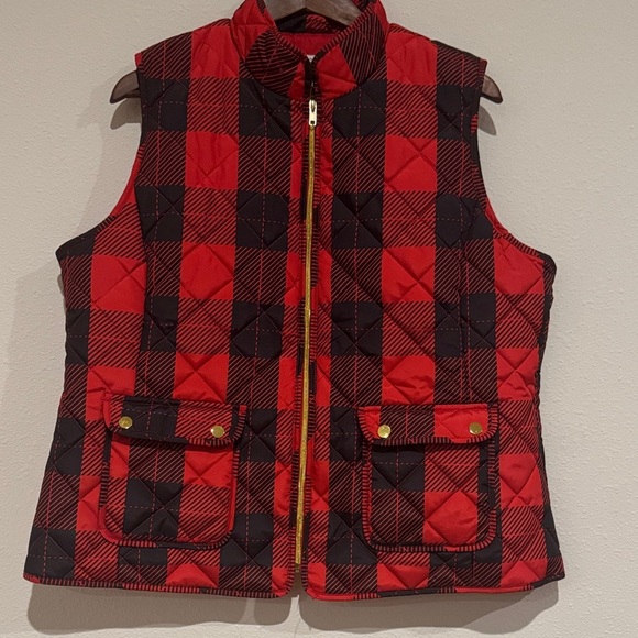 St. John's Bay Jackets & Blazers - St. John's Bay Checkered Red and Black Vest